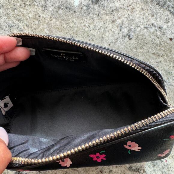 Women's Kate Spade Black and Pink Floral Pouch - Picture 4 of 7